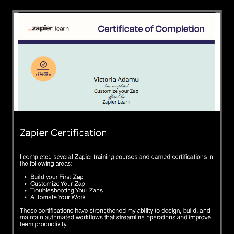 Zapier Certificate