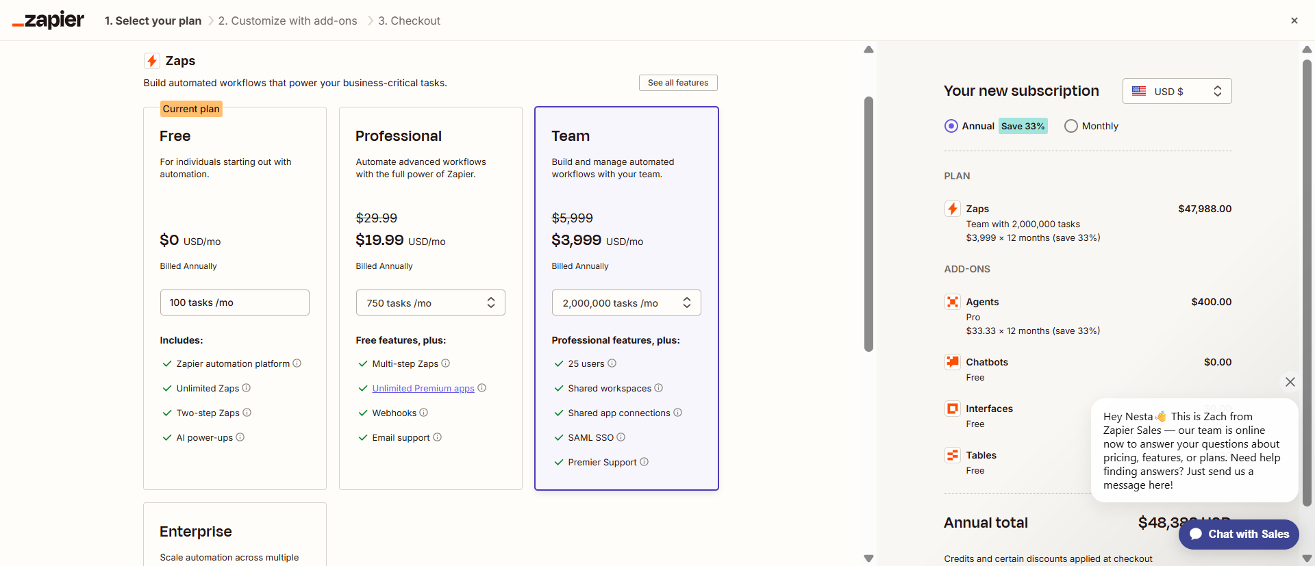 Zapier Pricing